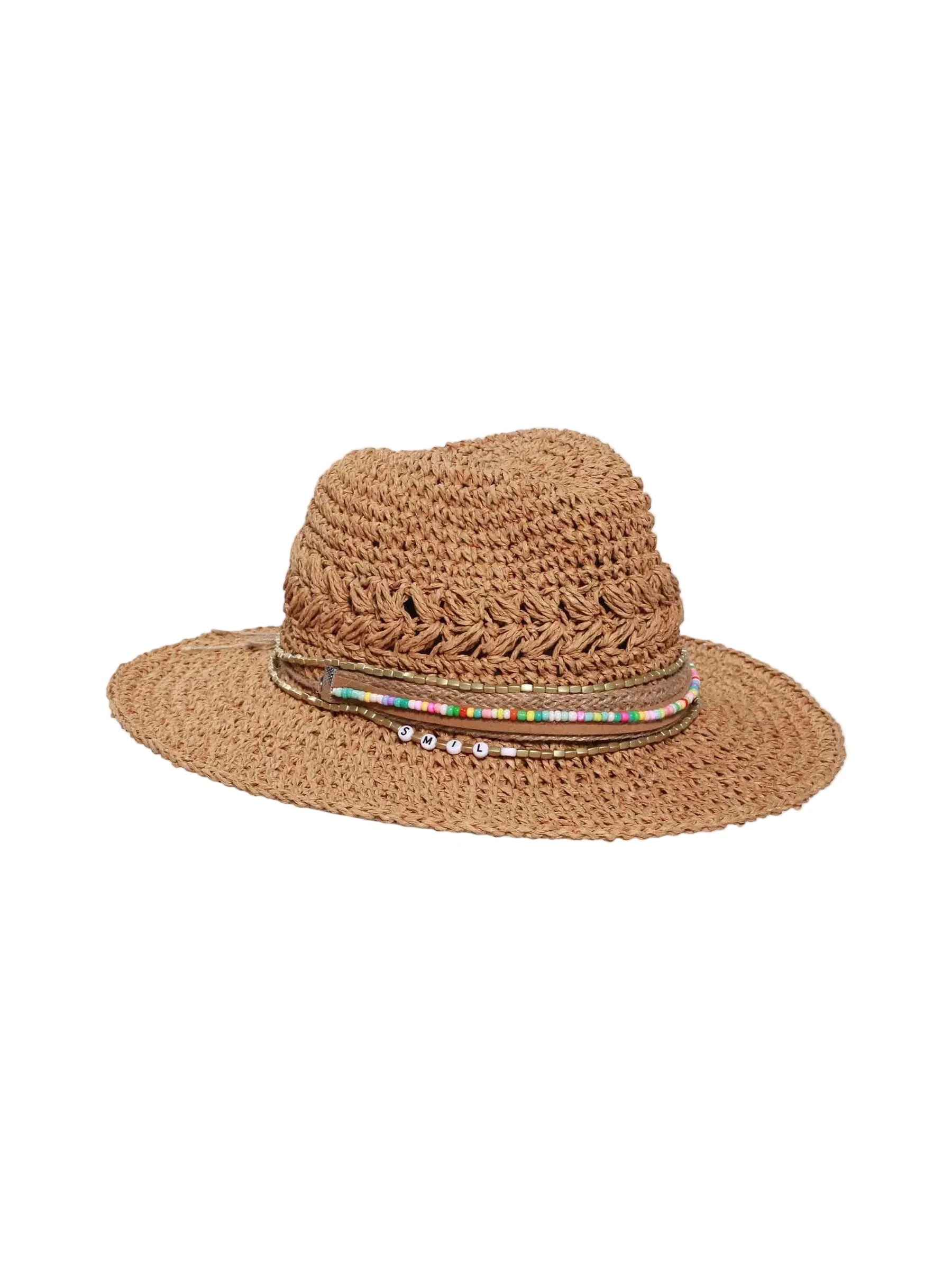 Paper Crochet Fedora With Trimming Camel