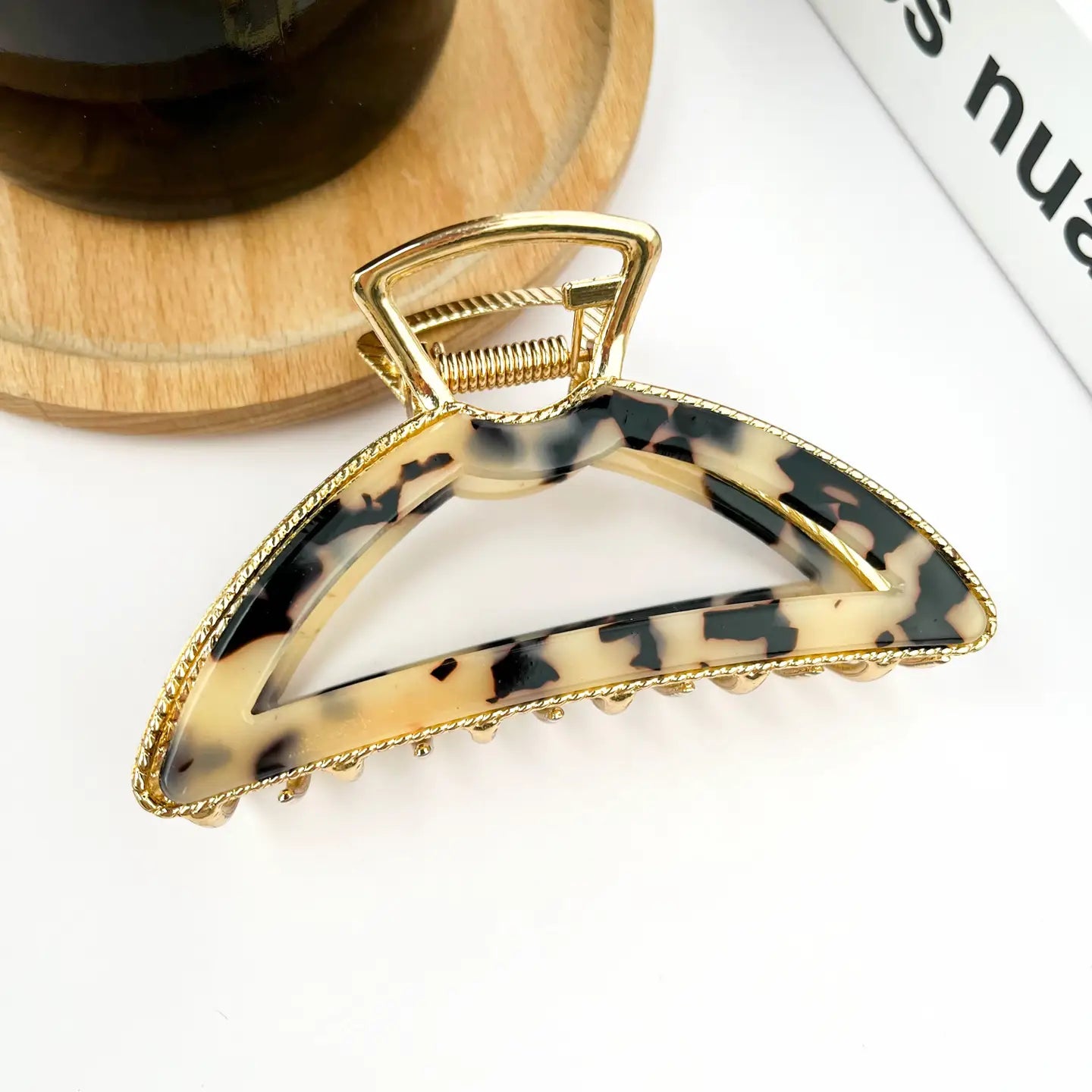 Brown Acetate & Metal Half Circle Hair Clip