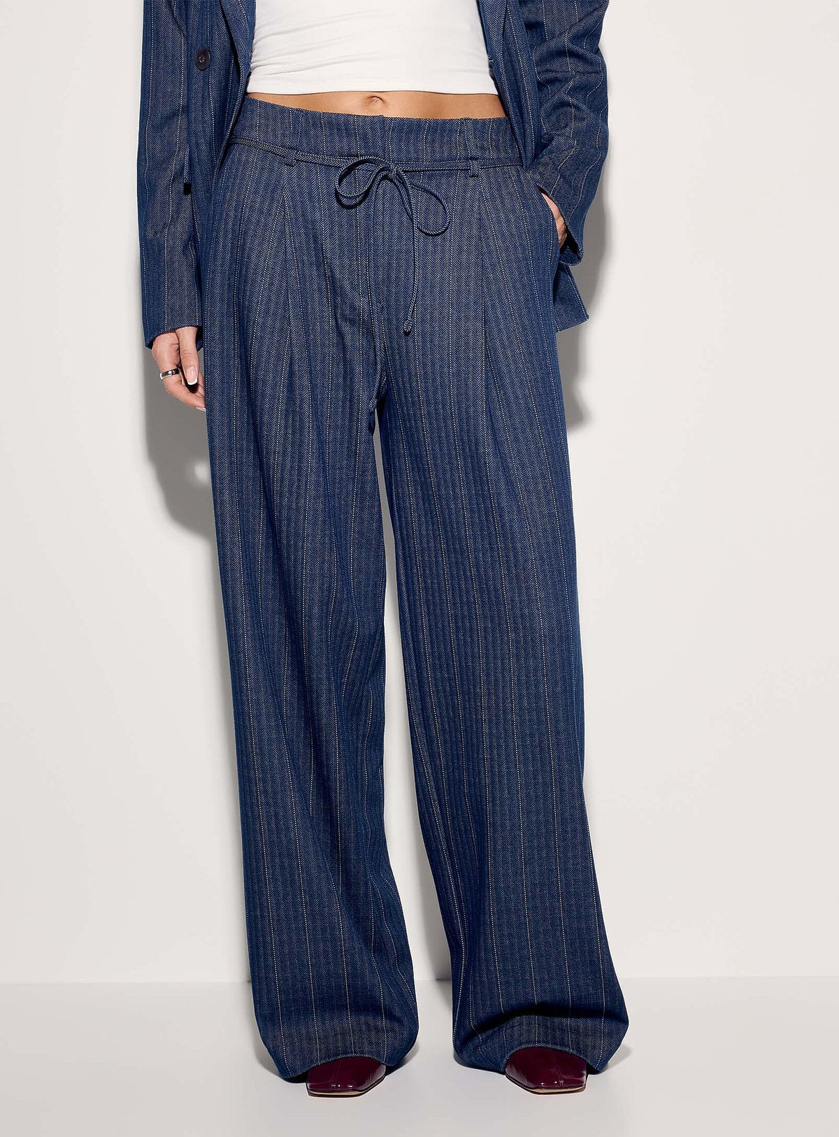 Kate Pinelle Wide Pants in Dark Blue by ICHI