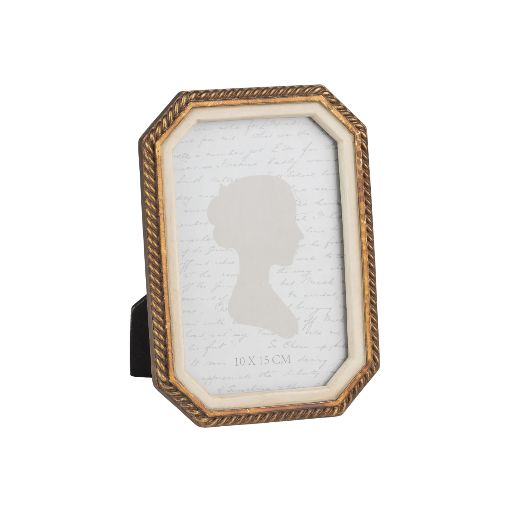 Antique White & Gold Octagonal Picture Frame 4x6