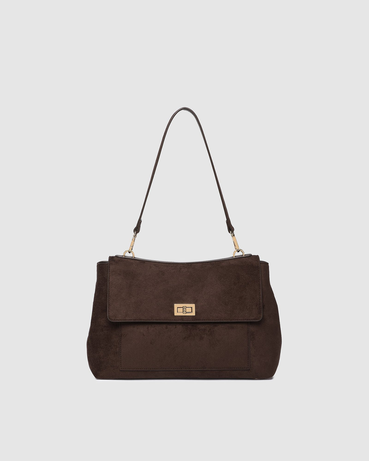 Arden Suede Shoulder Bag in Chocolate by Louenhide