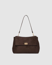 Arden Suede Shoulder Bag in Chocolate by Louenhide