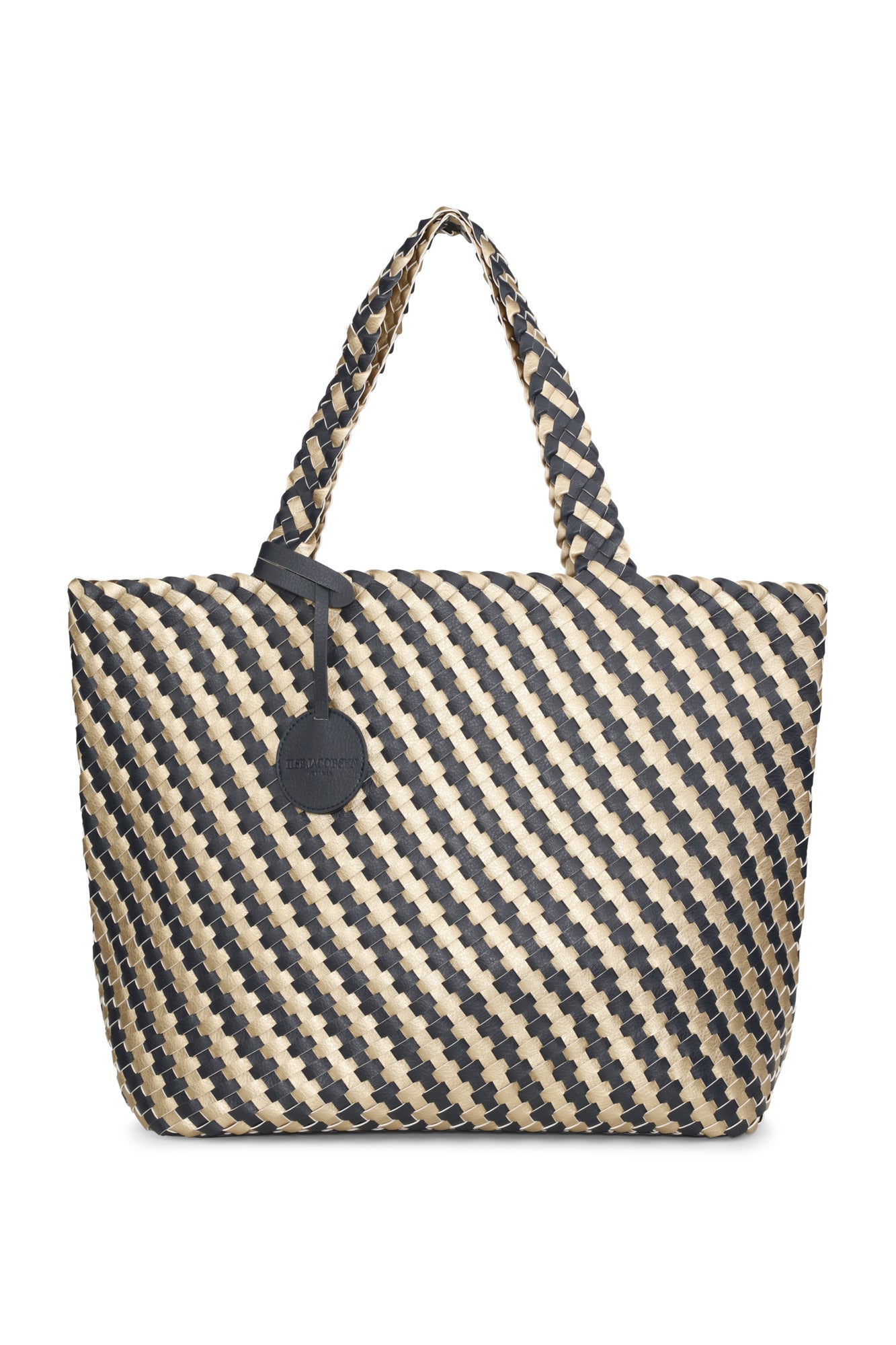 Reversible Braided Shopper in True Navy Platinum by Ilse Jacobsen