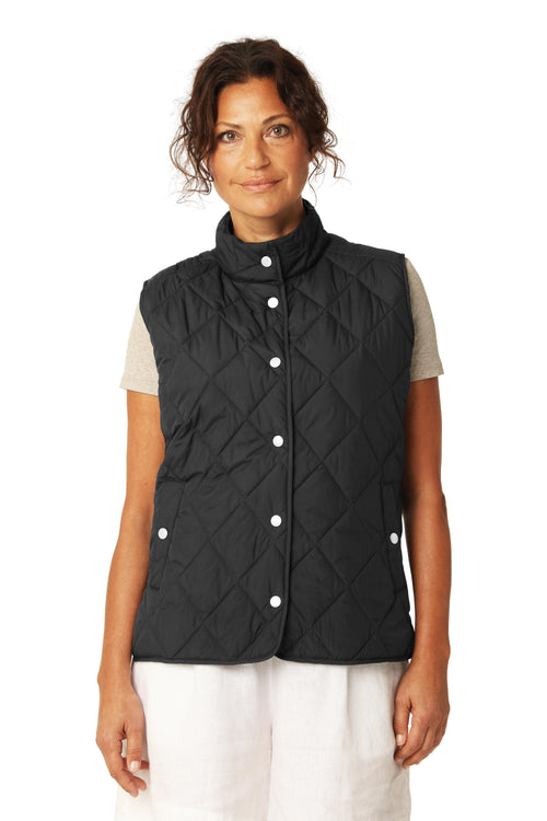 Quilted Short Vest in Dark Indigo by Ilse Jacobsen