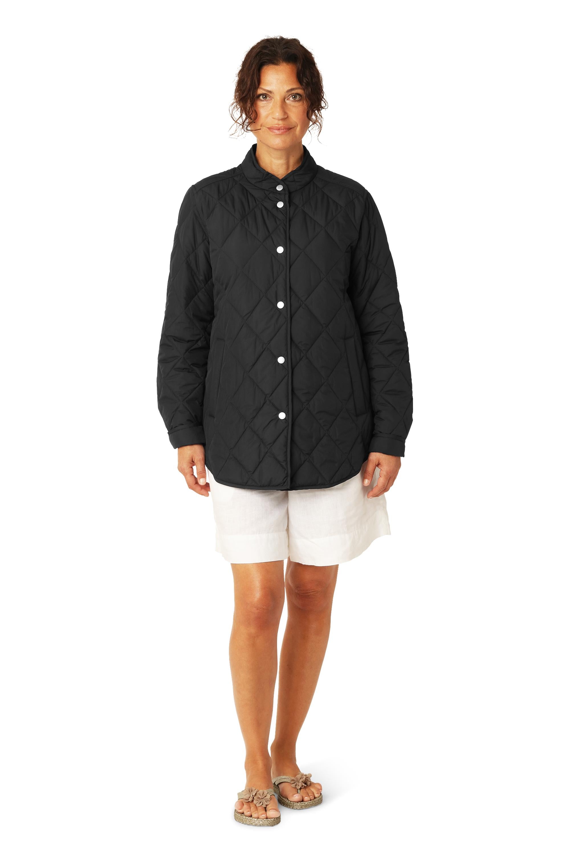 Quilted Shirt Jacket in Dark Indigo by Ilse Jacobsen