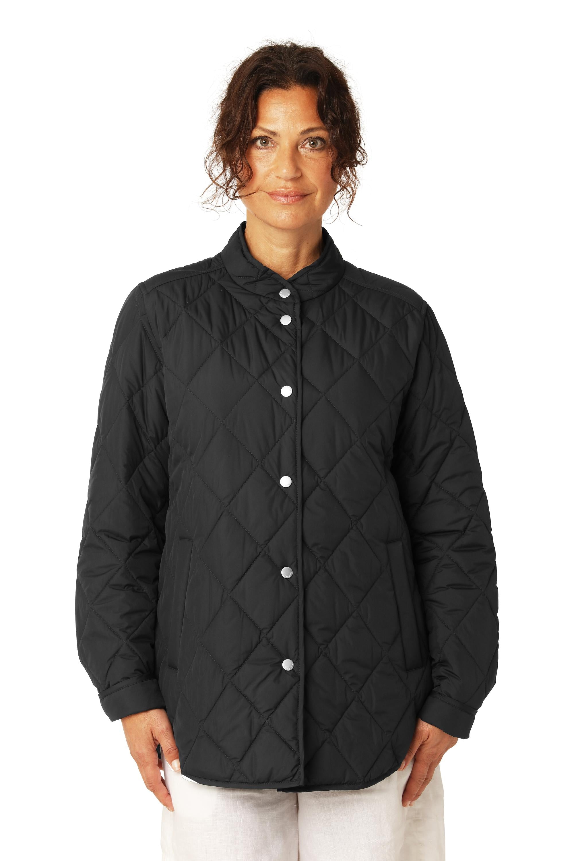 Quilted Shirt Jacket in Dark Indigo by Ilse Jacobsen