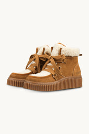 Suede Shoelace Boot in Cashew Clay by Ilse Jacobsen
