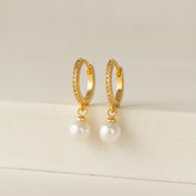 Amari Cubic Zirconia and Pearl Hoop Earrings by Lover's Tempo