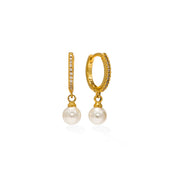 Amari Cubic Zirconia and Pearl Hoop Earrings by Lover's Tempo