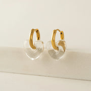 Waterproof Corazon Heart Hoop Earrings in Clear by Lover's Tempo