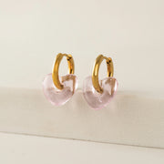 Waterproof Corazon Heart Hoop Earrings in Pink by Lover's Tempo