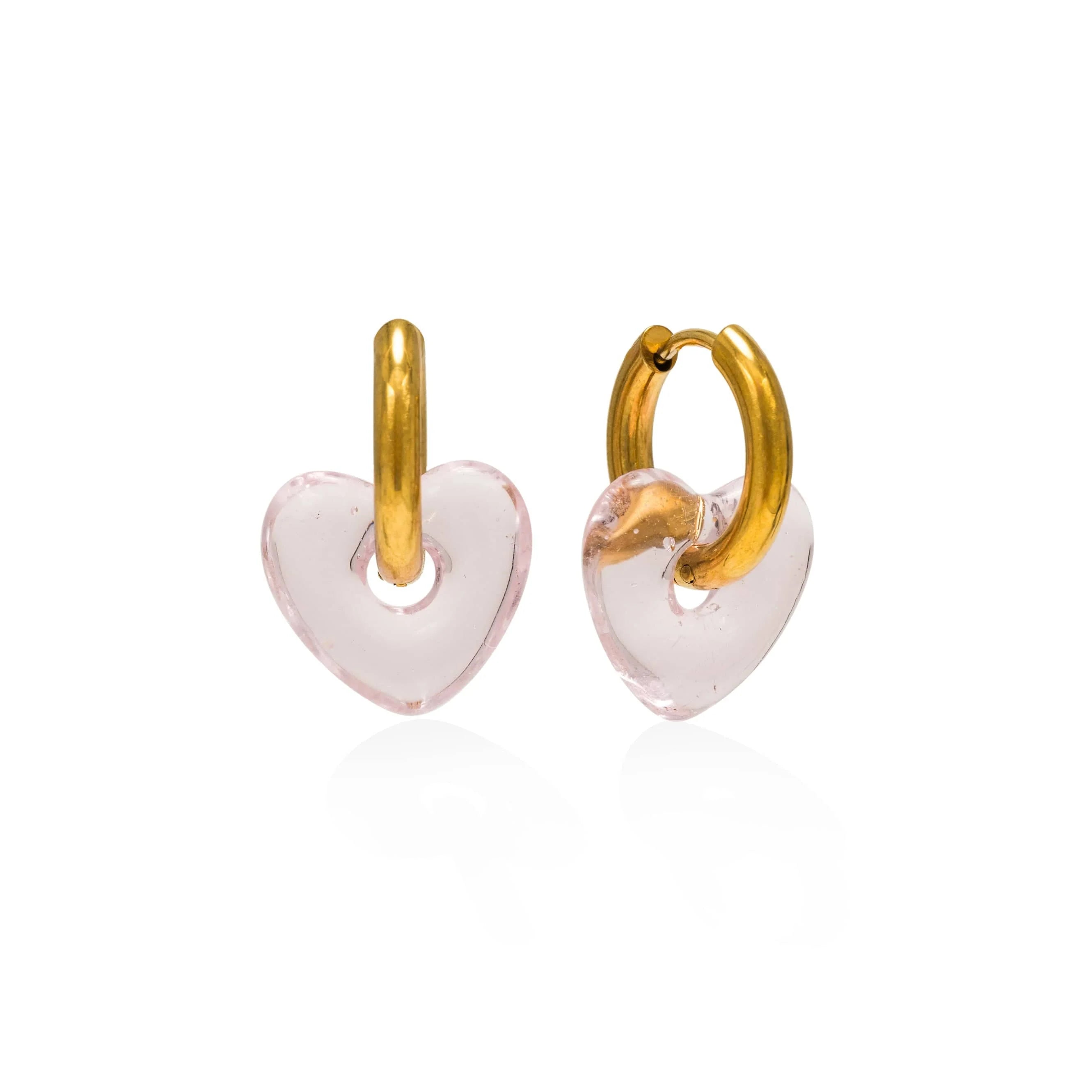 Corazon Heart Hoop Waterproof Earrings in Pink by Lover's Tempo