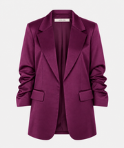 Shiny Blazer Ruched Sleeves in Beet by EsQualo