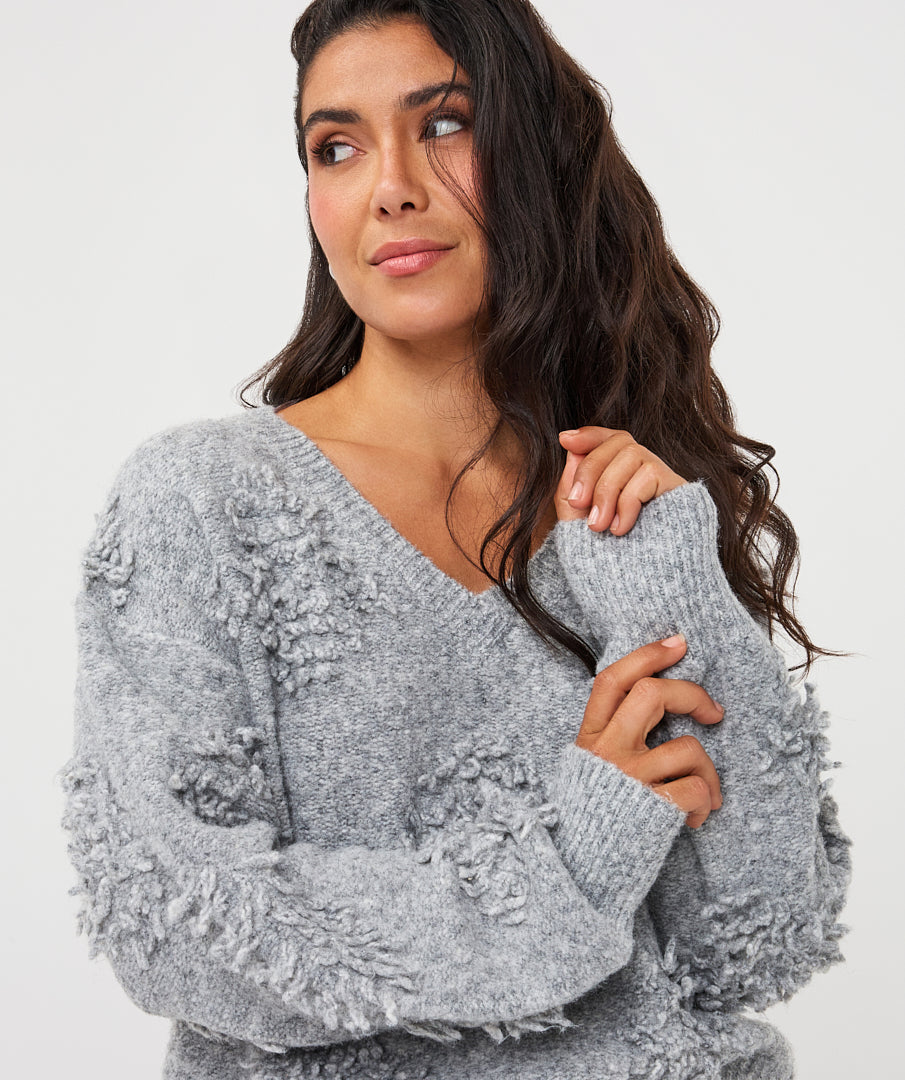 Fringe Sweater in Grey by Esqualo