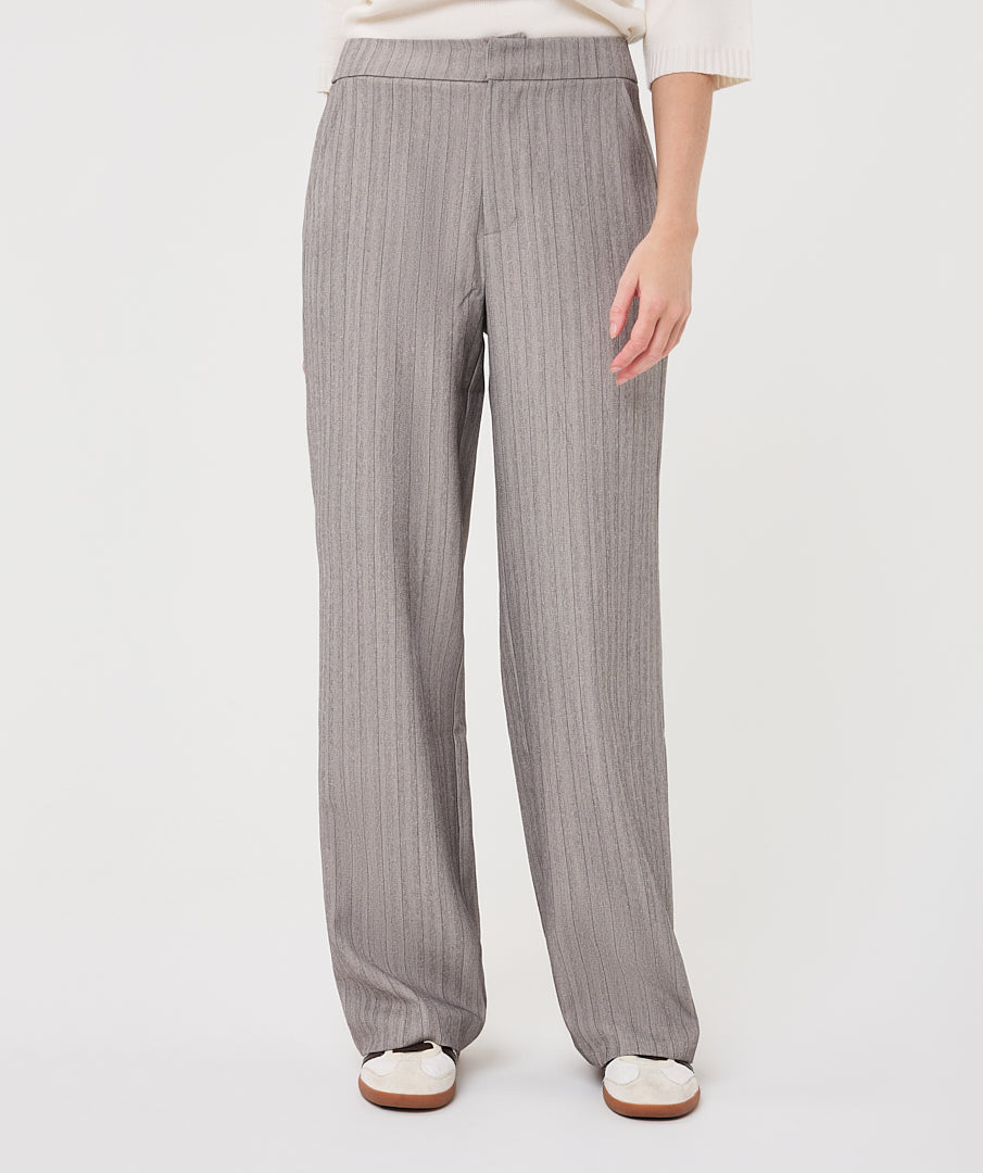 Wide Herringbone Trousers in Light Grey by Esqualo