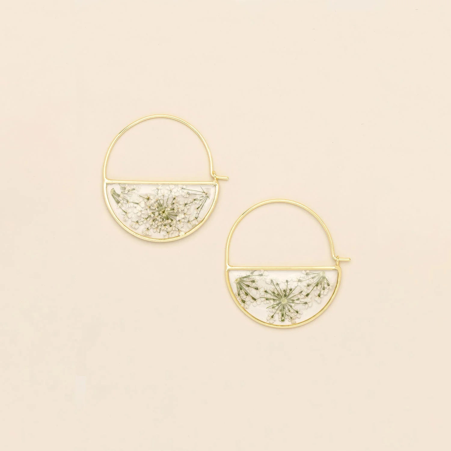 Pressed Flower Earrings - White Lace