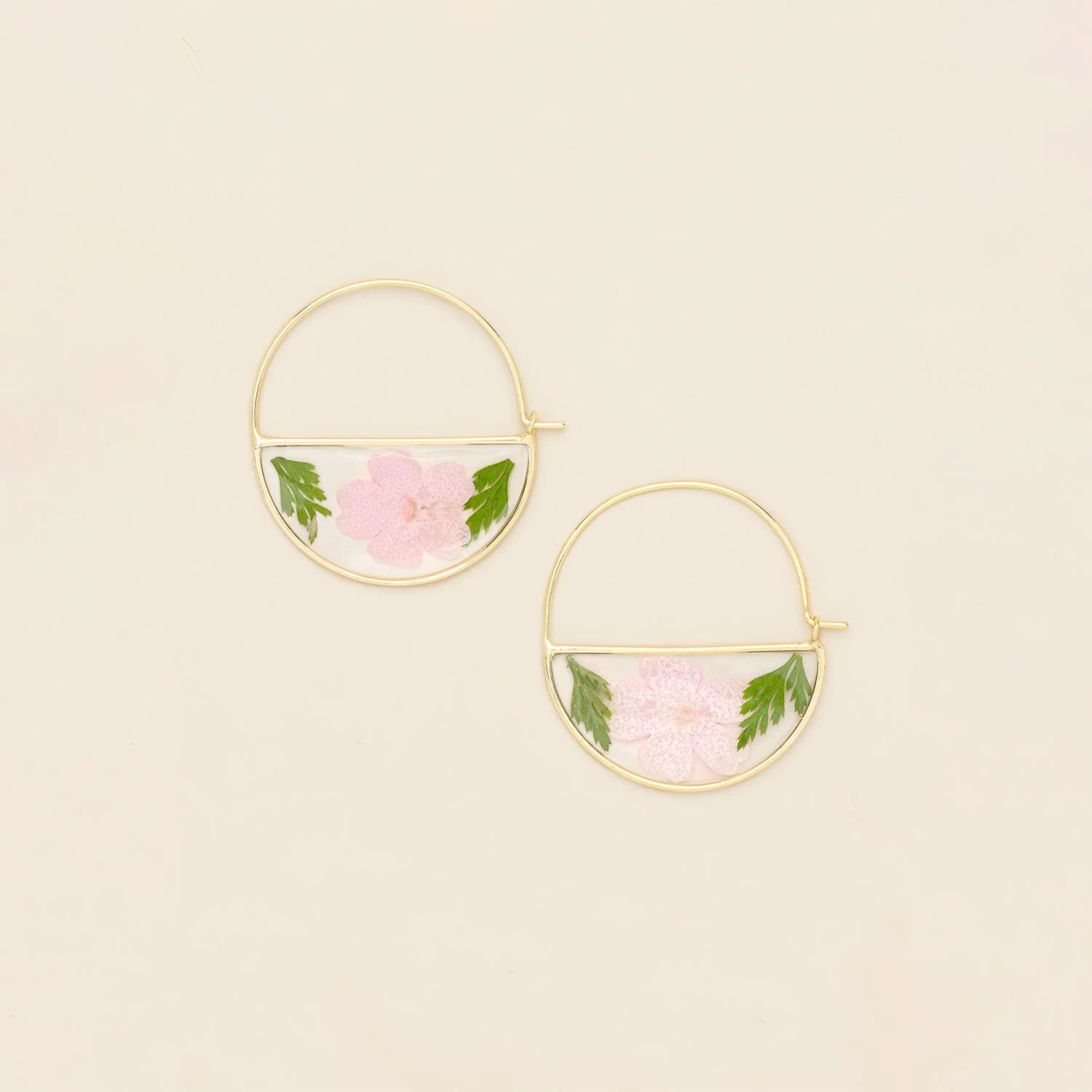 Pressed Flower Earrings - Pink Cherry Blossom