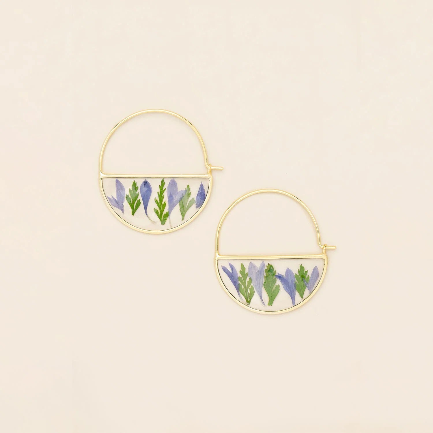 Pressed Flower Earrings - Purple Cornflower