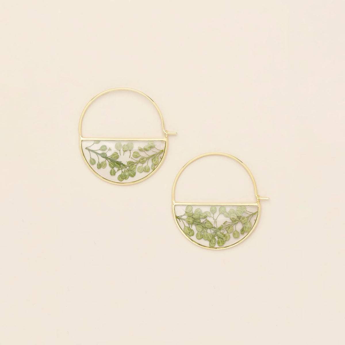 Pressed Flower Earrings - Green Peppergrass