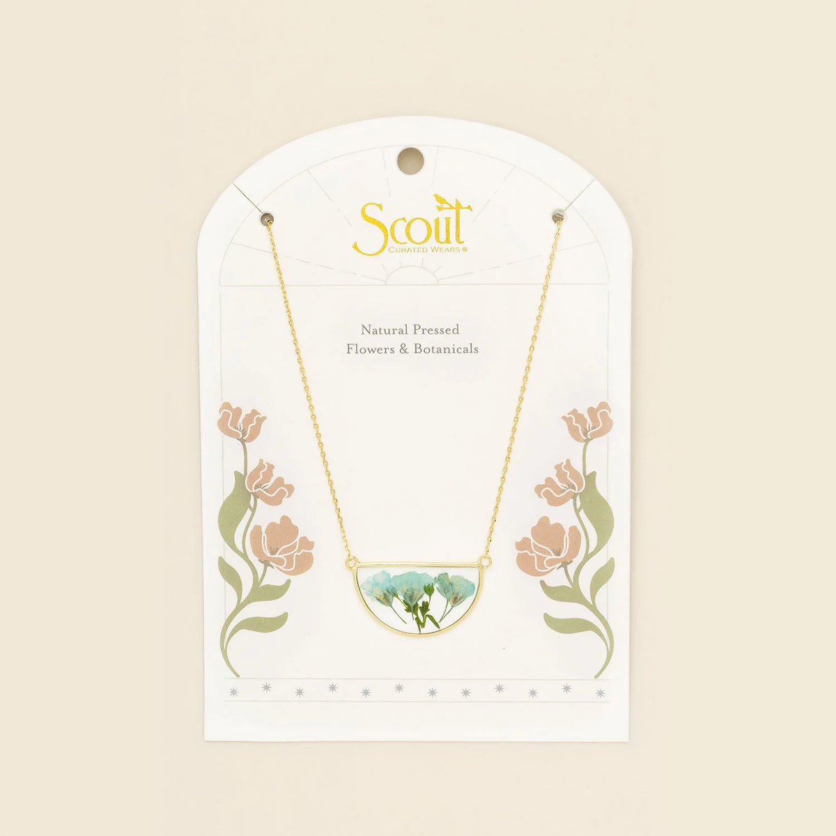 Pressed Flower Necklace - Blue Baby's Breath
