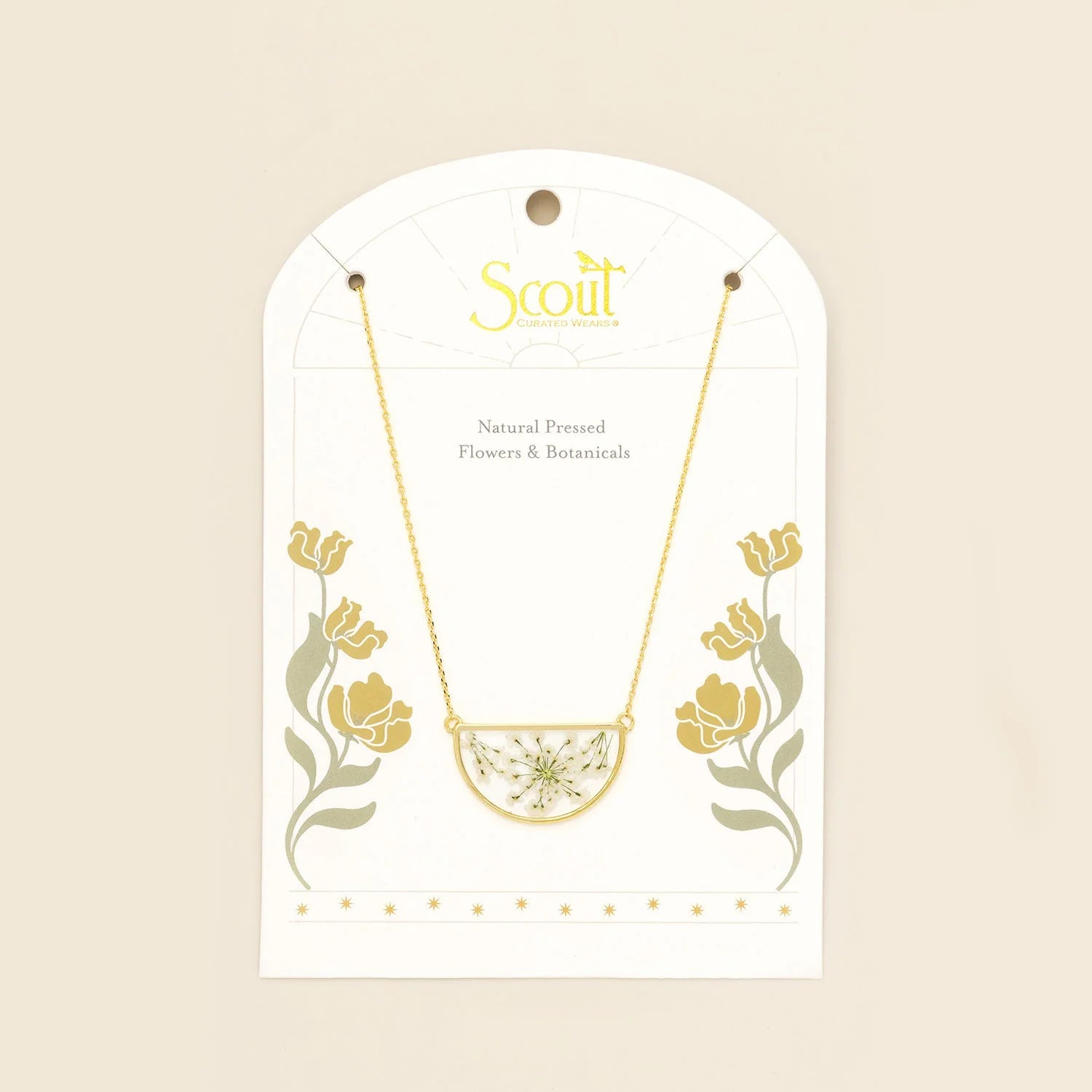 Pressed Flower Necklace - White Lace