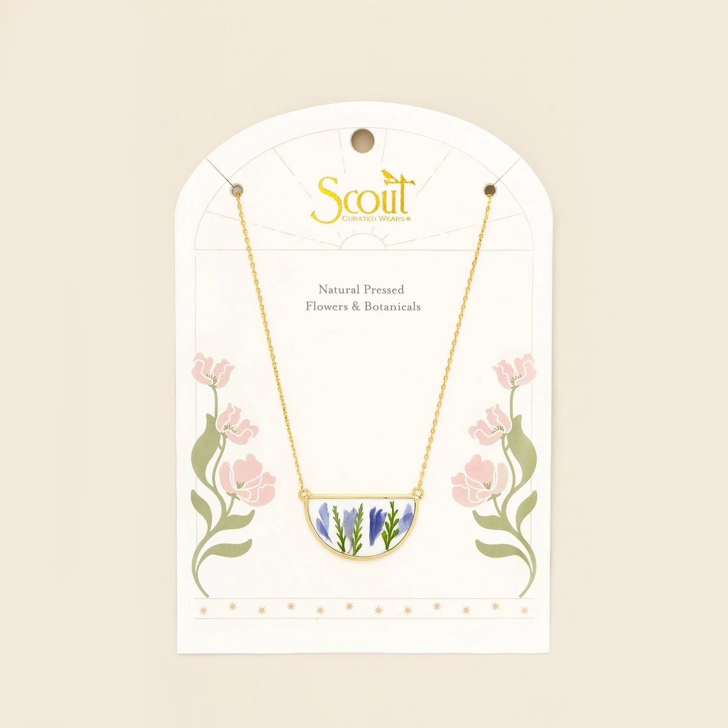 Pressed Flower Necklace - Purple Cornflower