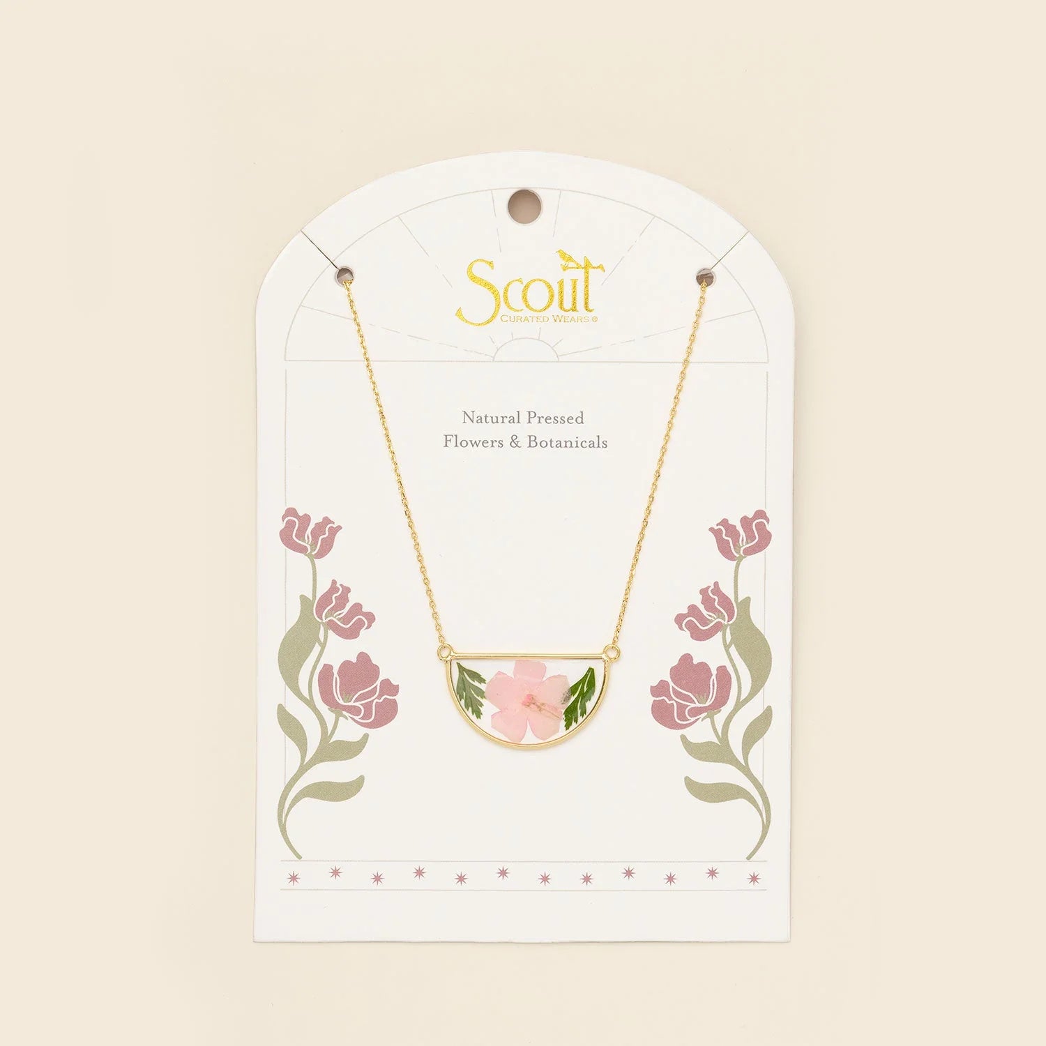 Pressed Flower Necklace - Pink Cherry Blossom