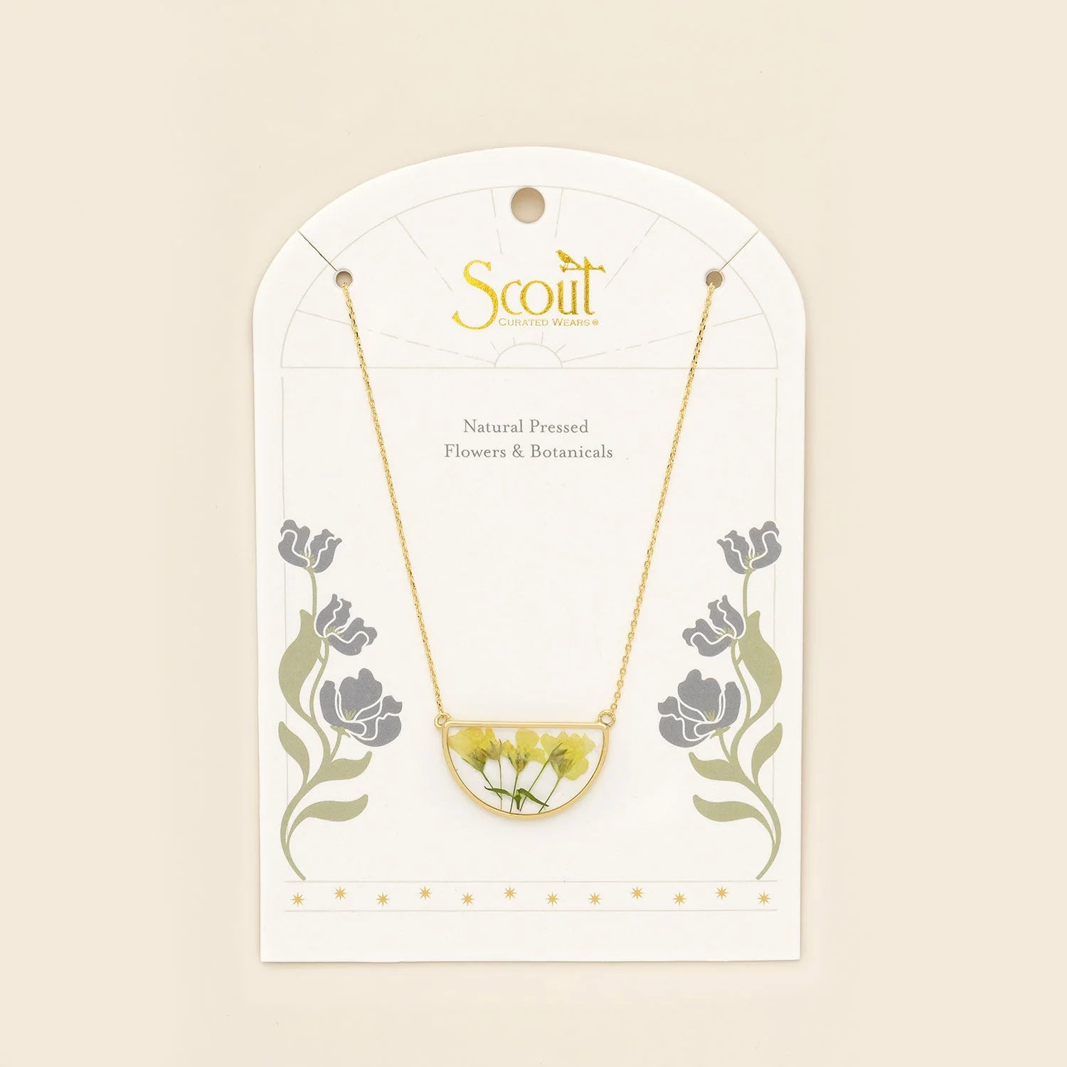 Pressed Flower Necklace - Yellow Baby's Breath