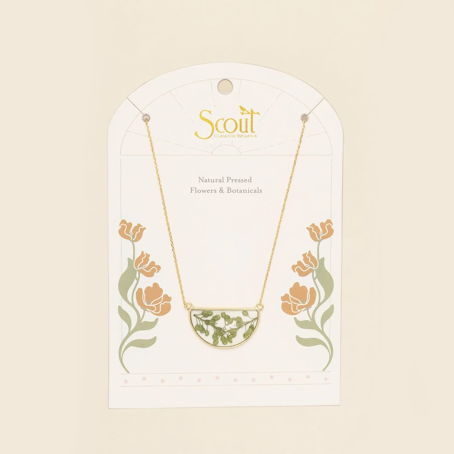 Pressed Flower Necklace - Green Peppergrass