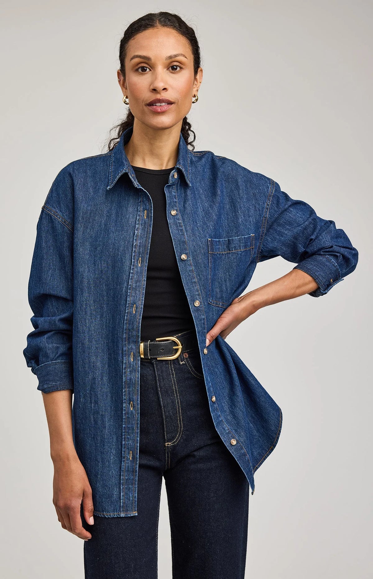 Whitney Denim Shirt in Medium Wash by Gentle Fawn