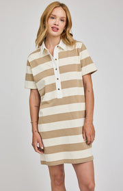 Colbie Dress in Khaki Stripe by Gentle Fawn