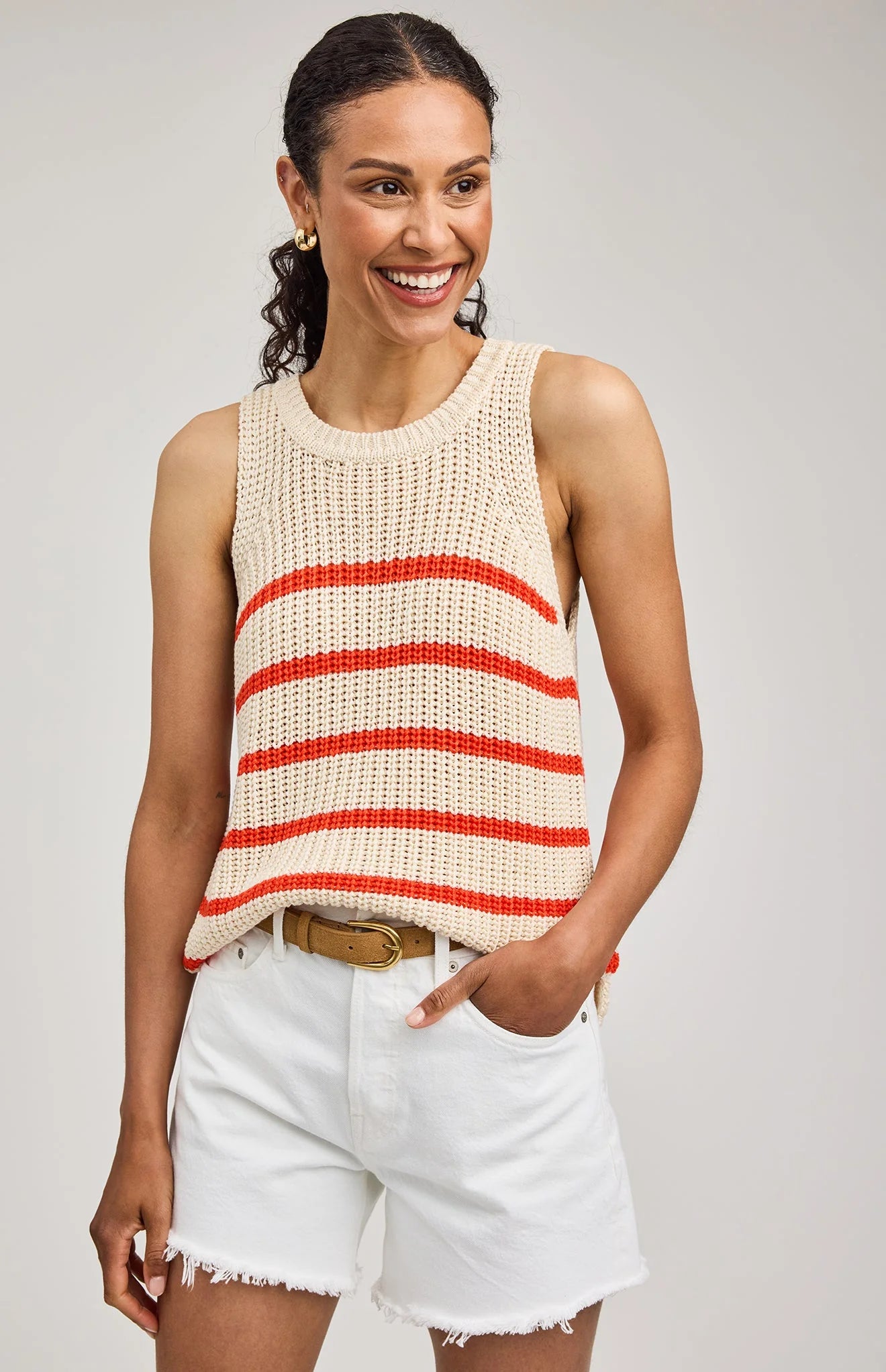 Andrea Tank in Grenadine Stripe by Gentle Fawn