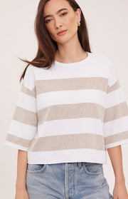 Amina Sweater in Heather Cream Stripe by Gentle Fawn