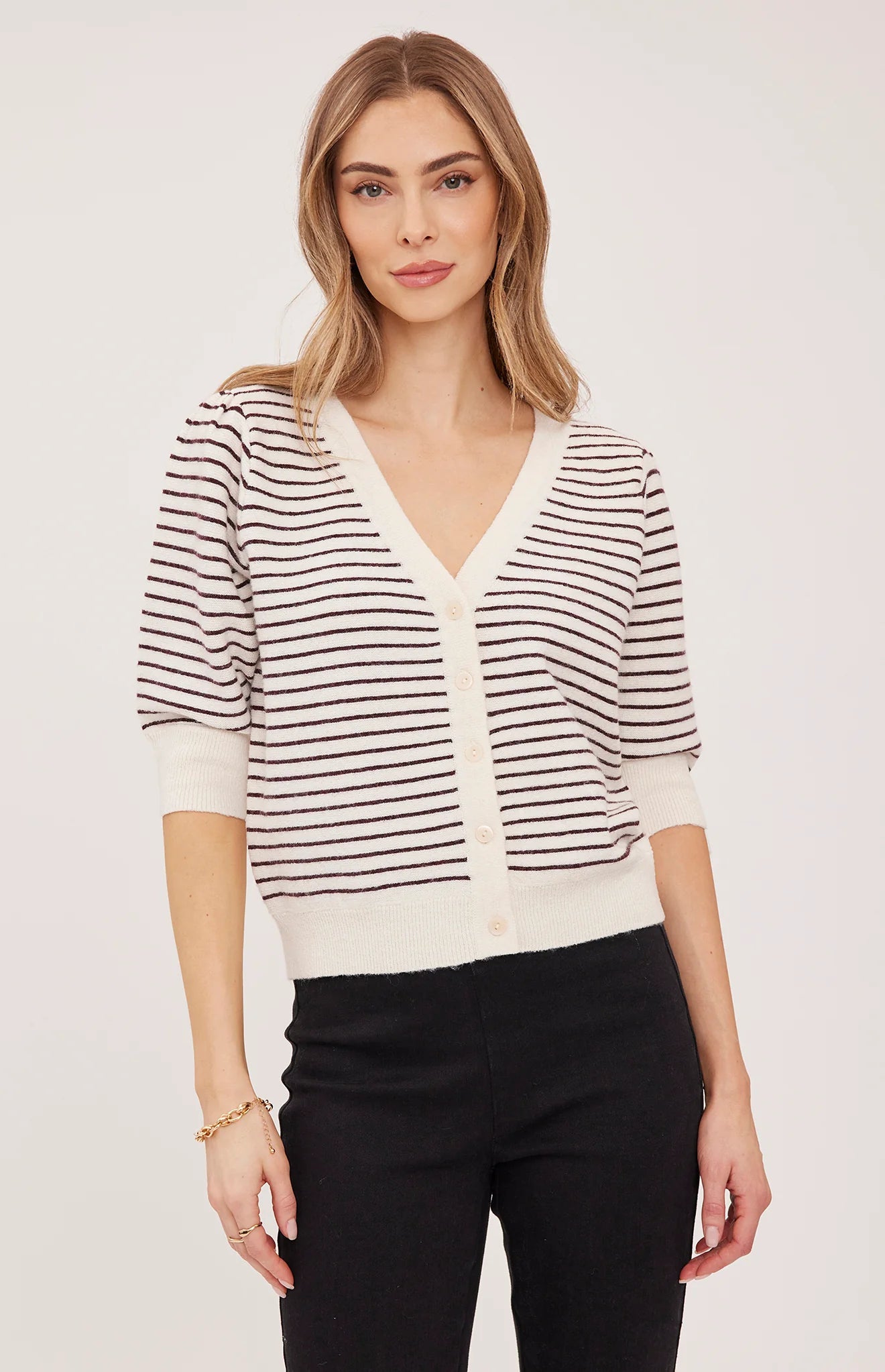 Hildi Sweater in Fig Stripe by Gentle Fawn