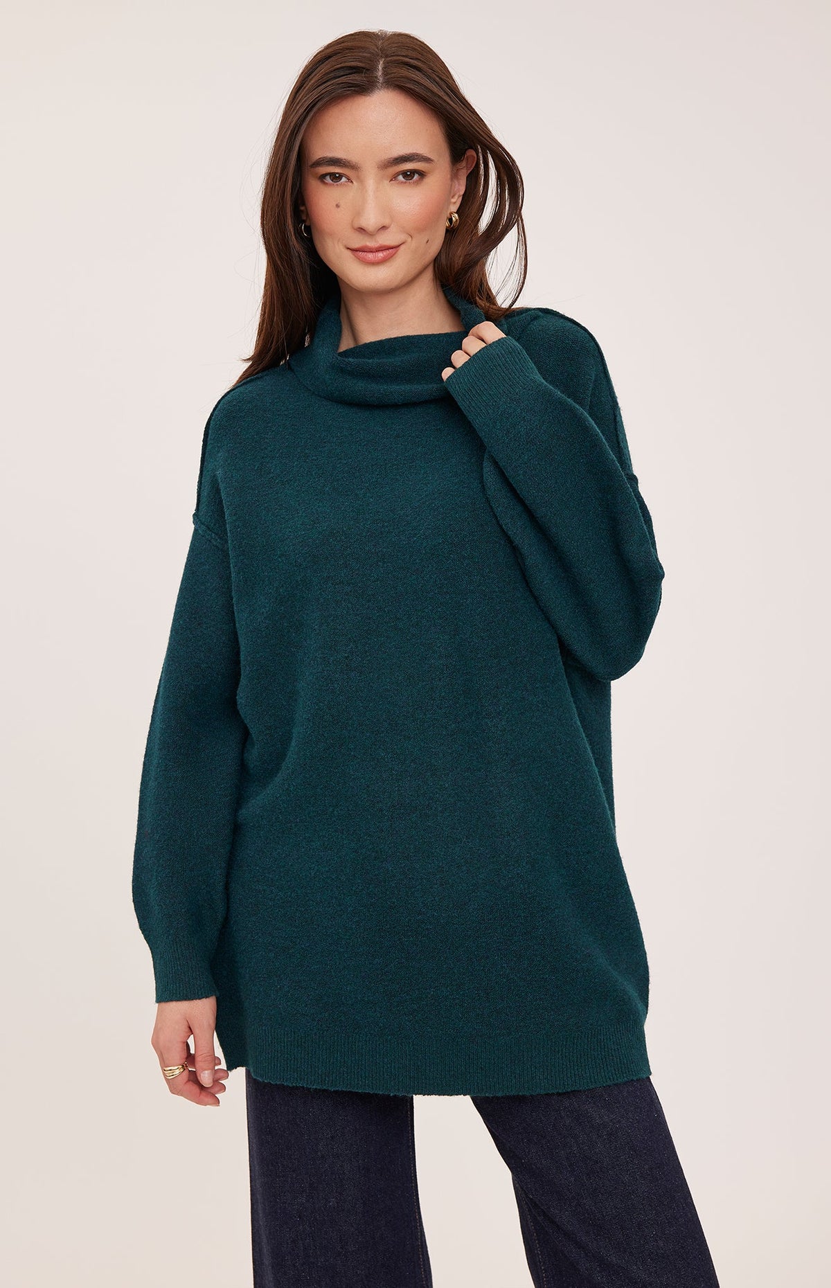 Astrid Tunic Sweater in Heather Spruce by Gentle Fawn