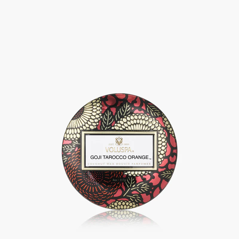 Mini Tin Candle in Goji Tarocco by Voluspa