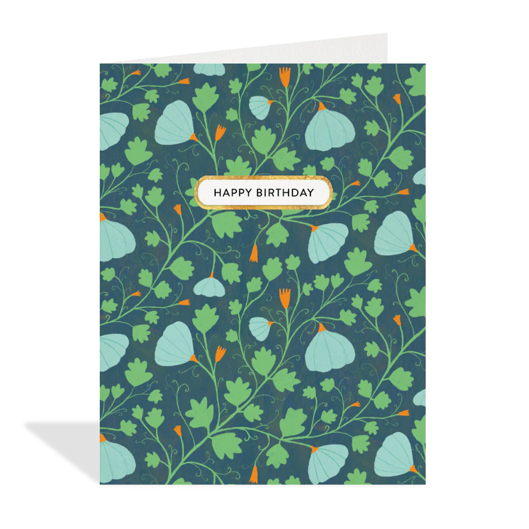 Blue Floral Birthday Card