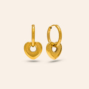 Waterproof Heart Charm Hoop Earrings in Gold by Lover's Tempo