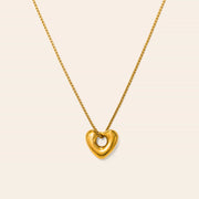 Waterproof Heart Charm Necklace in Gold by Lover's Tempo