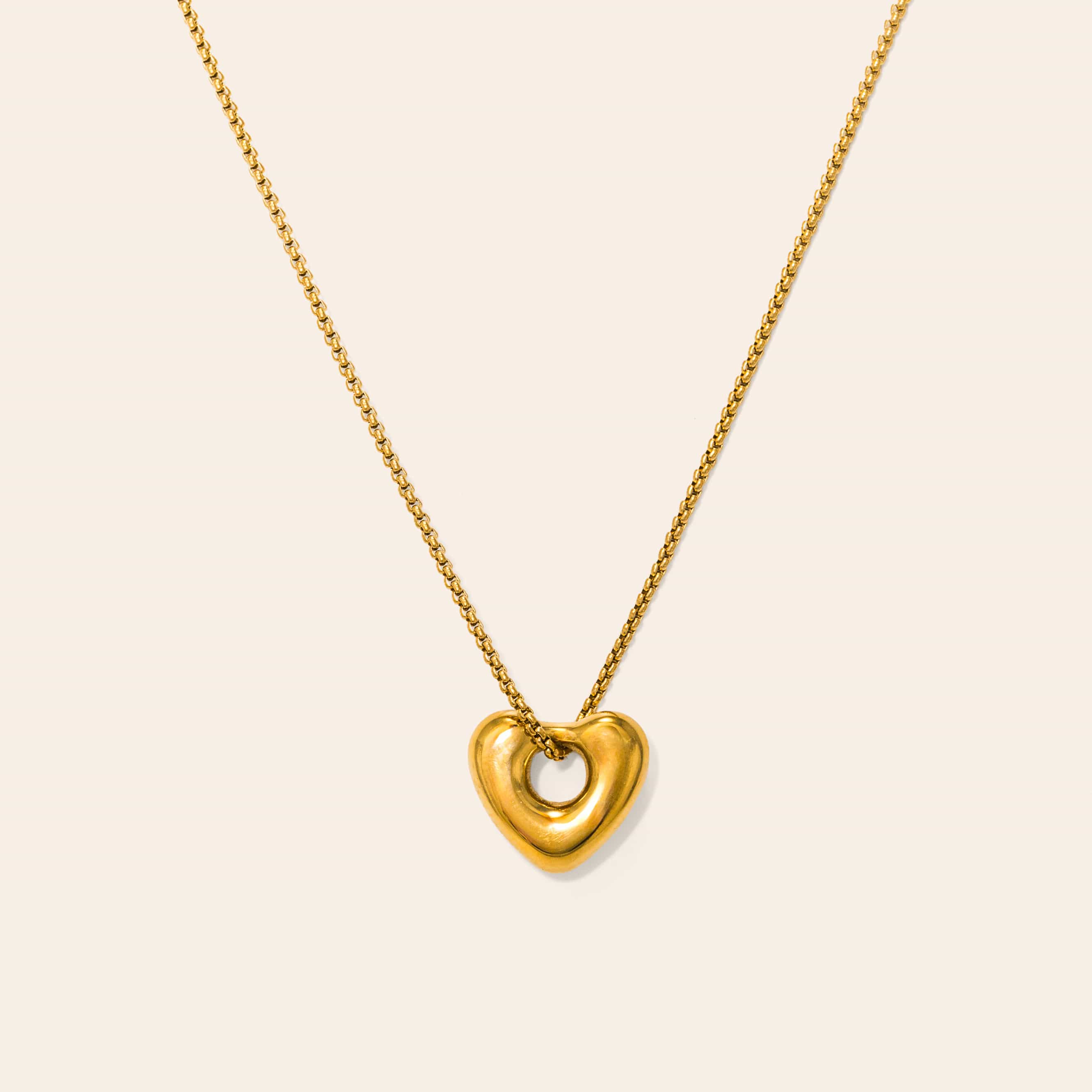 Waterproof Heart Charm Necklace in Gold by Lover's Tempo