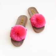 Pom Pom Slides in Berry by La-a SOLE