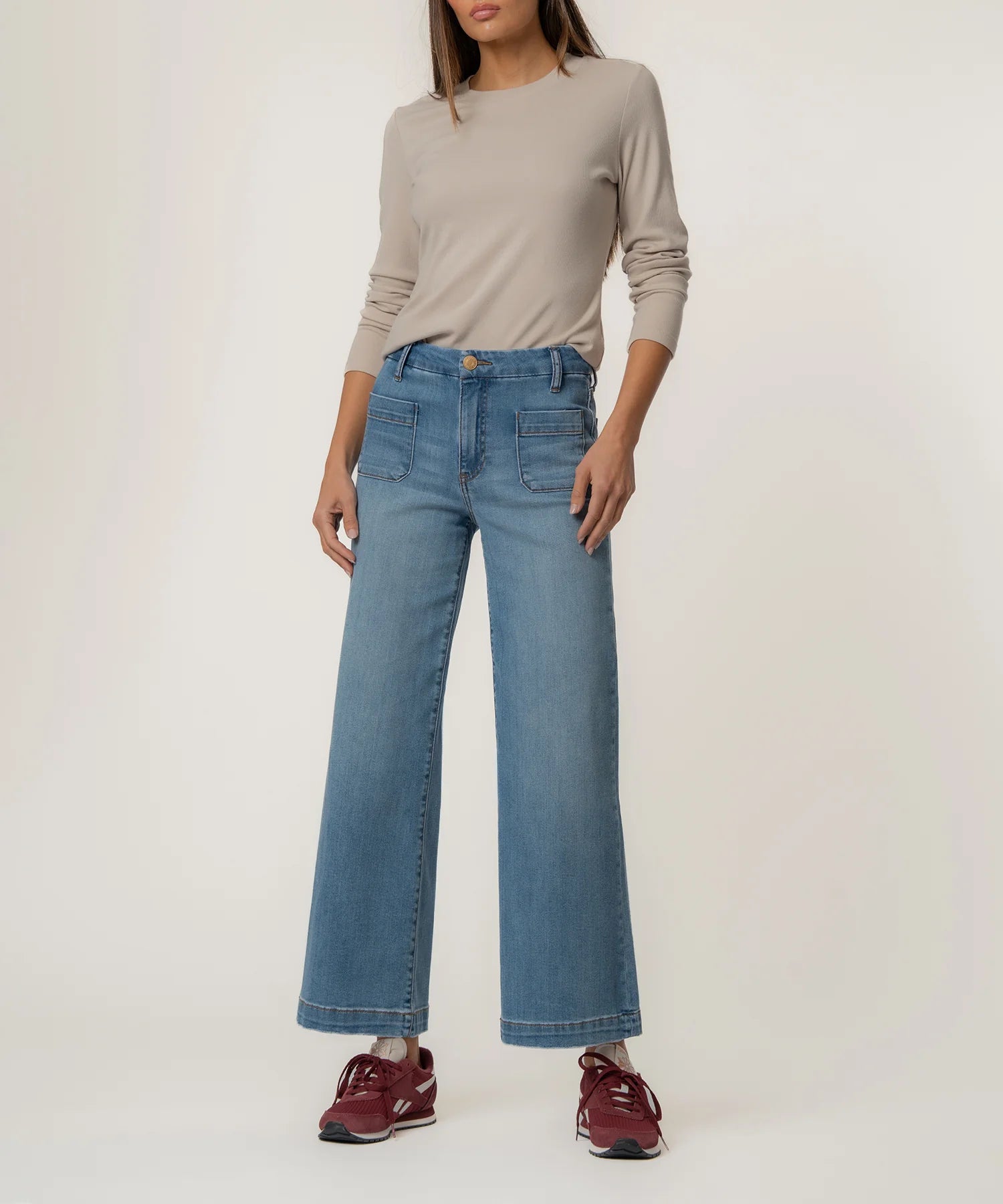 Meg High Rise Wide Patch Pocket Jeans in Totally Wash by Kut from the Kloth