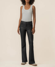 Kelly High Rise Fab Ab Kick Flare Coated Matte Black by Kut from the Kloth