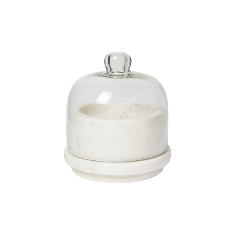 Butter Dish in White Marble