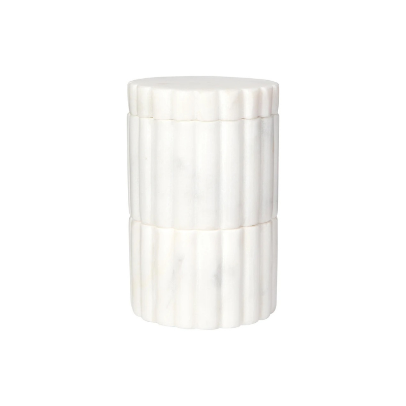 White Marble Fluted Salt Cellar