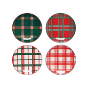 Set of 4 Plaid Appetizer Plates