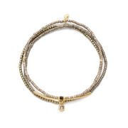Tonal Chromocolour Miyuki Bracelet Trio - Pewter/Gold by Scout
