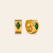 Marquise Groove Hoop Earrings in Emerald Gold by Lover's Tempo