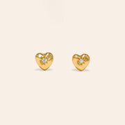Micro Puff Heart Stud Earrings in Gold by Lover's Tempo