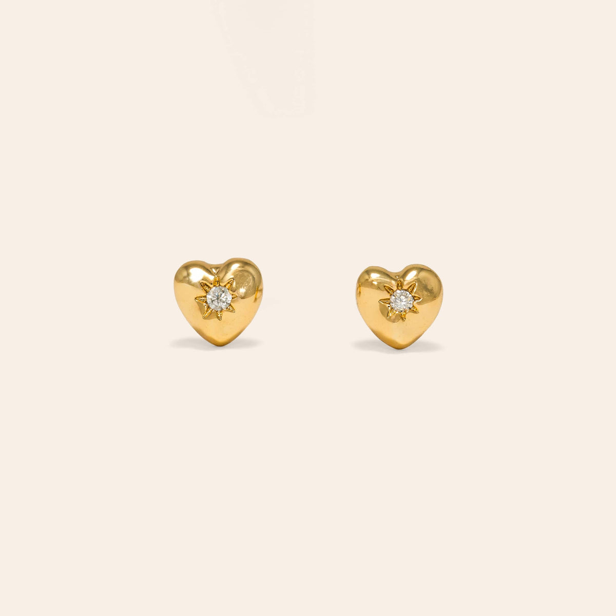 Micro Puff Heart Stud Earrings in Gold by Lover's Tempo